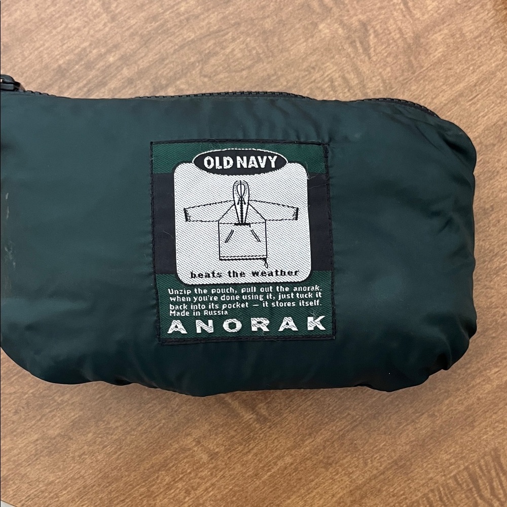 Old Navy Dark Green Anorak jacket stores in a Bag